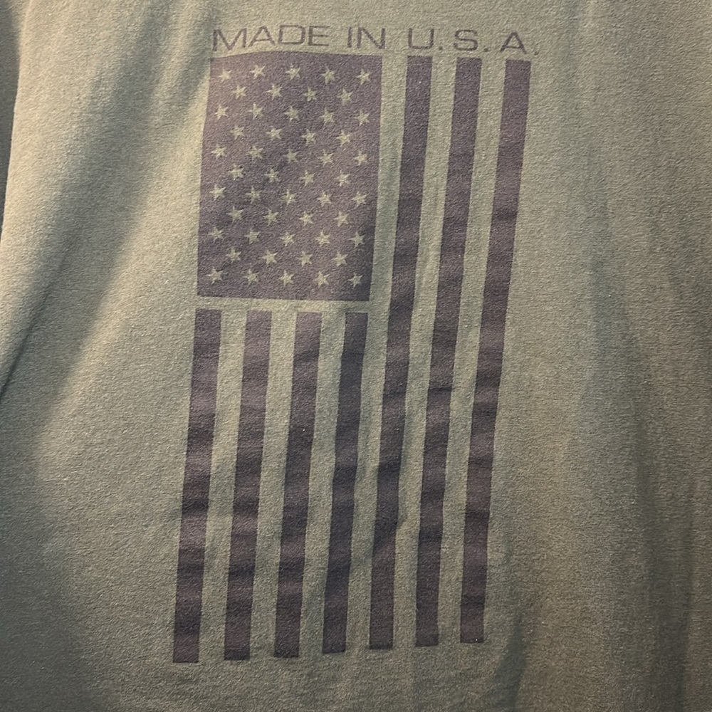 Men’s Army Green “Made in U. S. A.” American Flag Graphic Tee Sz 3XL - Picture 5 of 5
